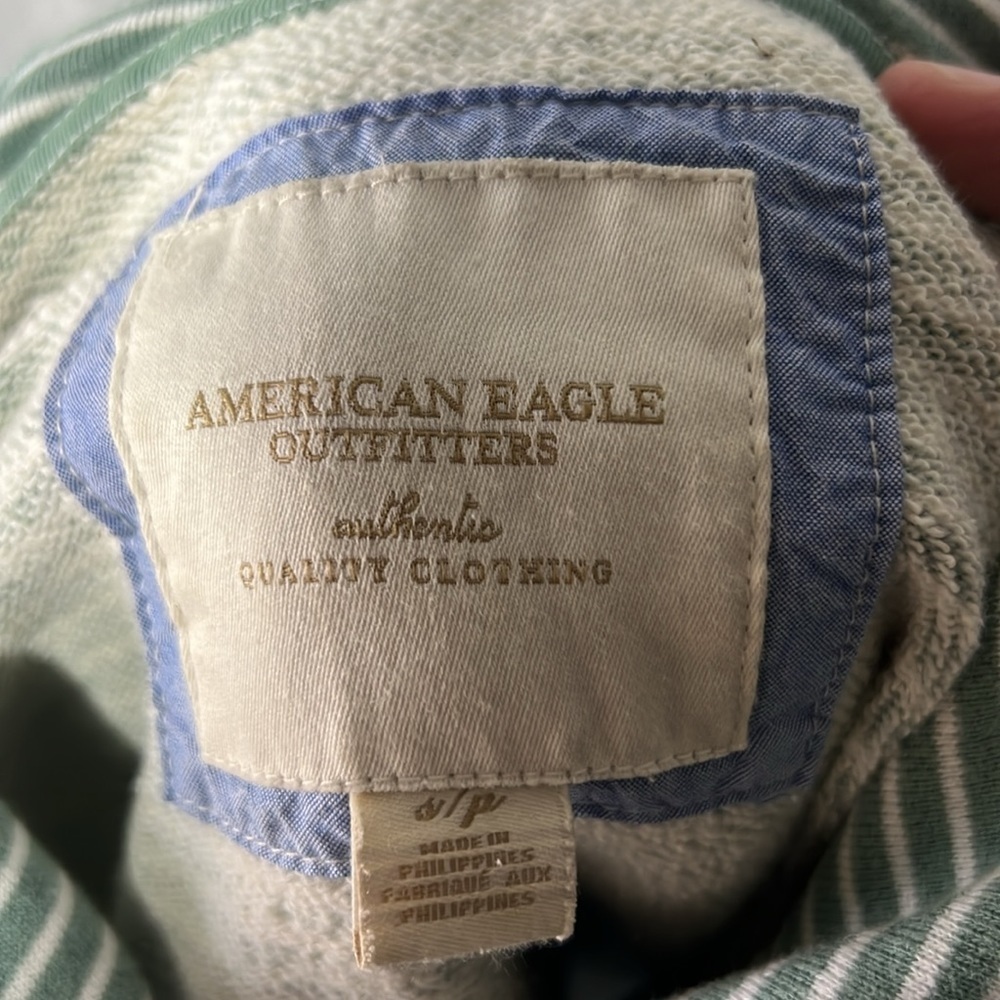Women’s American Eagle green white striped hoodie size S great condition - Picture 5 of 5